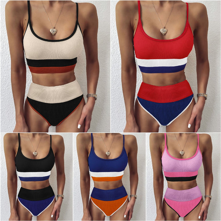 Dame bikinisæt med høj talje og sporty cropped top Stilla
