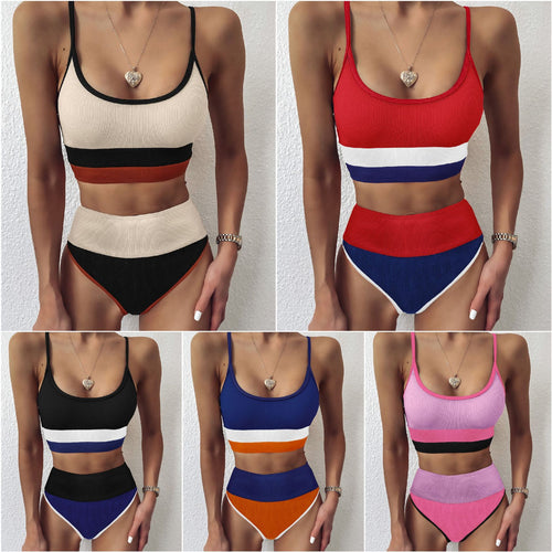 Dame bikinisæt med høj talje og sporty cropped top Stilla