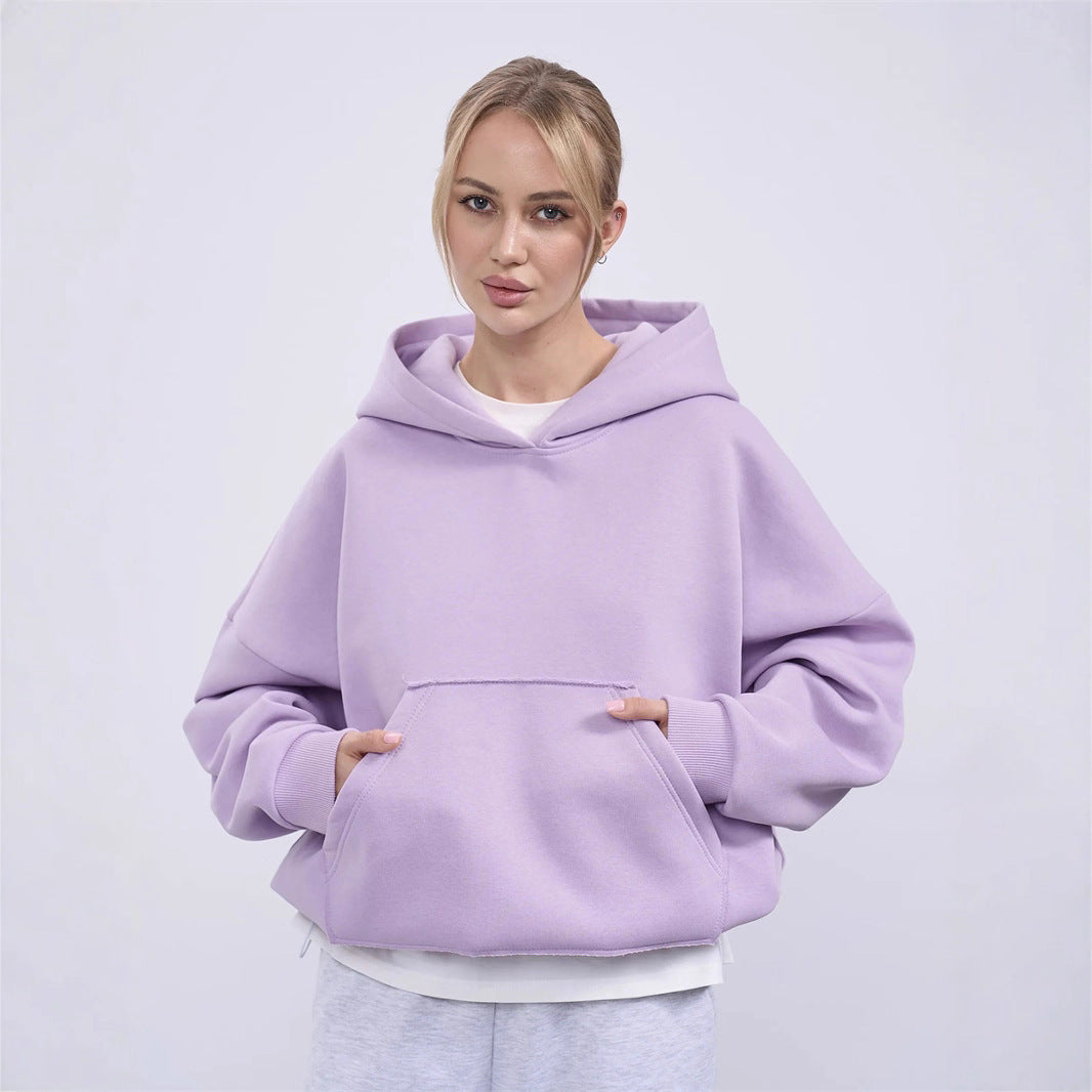 Kvinders casual oversized hættetrøje med kengurulomme og blødt foer Skovae