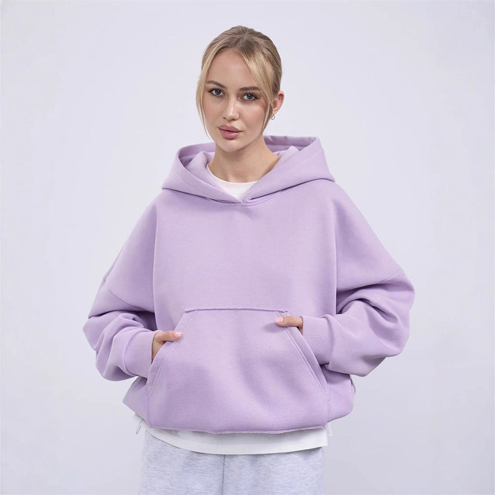 Kvinders casual oversized hættetrøje med kengurulomme og blødt foer Skovae