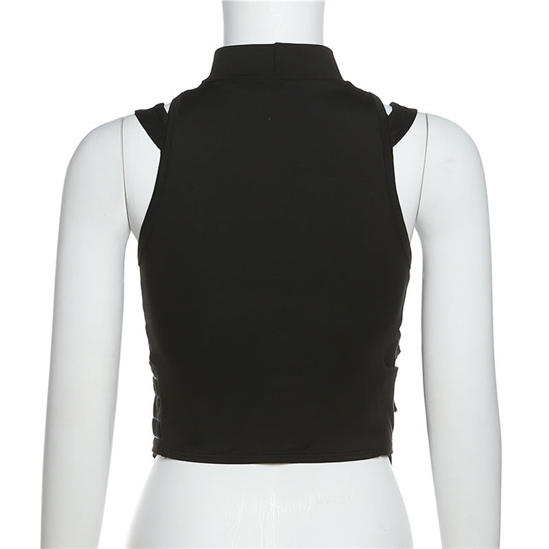 Dame Sporty Multifunktionsoberdel med transparente indsatser og høj krave Stilla