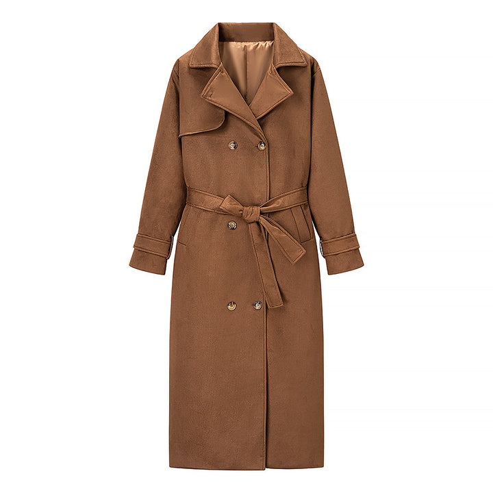 Damer Elegant Trench Coat lavet af blød suede imitation med praktisk bælte og fashionabel snit Stilla