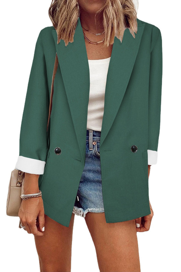 Dame Elegant Oversized Blazer med dobbeltrække af knapper og stilfulde detaljer Stilla