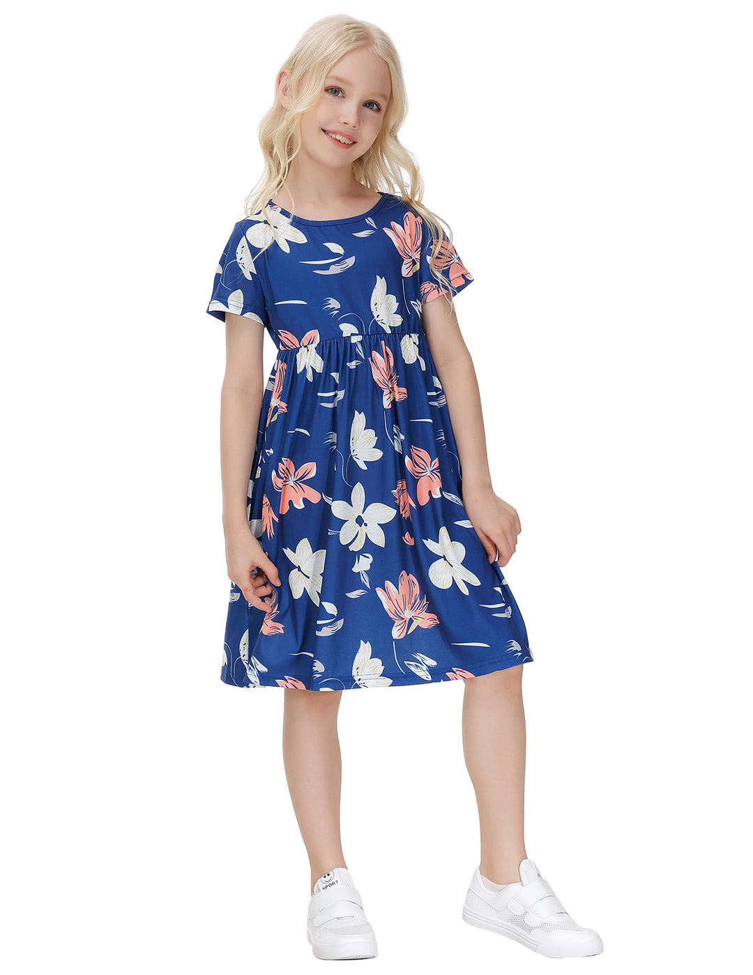 Dame fritidskjole med blomstret design og blødt jersey-materiale Stilla
