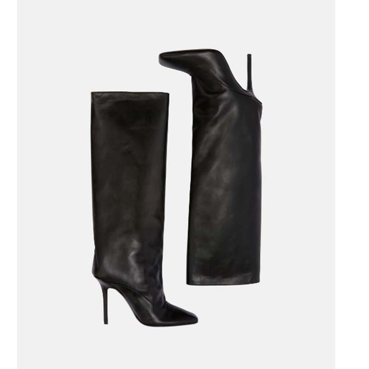 Femme Over-knæ High Heels Støvler med Skulpturer Design Stilla