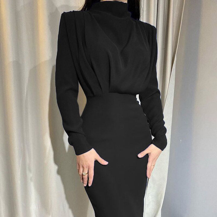 Damer Elegant Maxikjole med asymmetrisk Udsnit og Rynker Stilla
