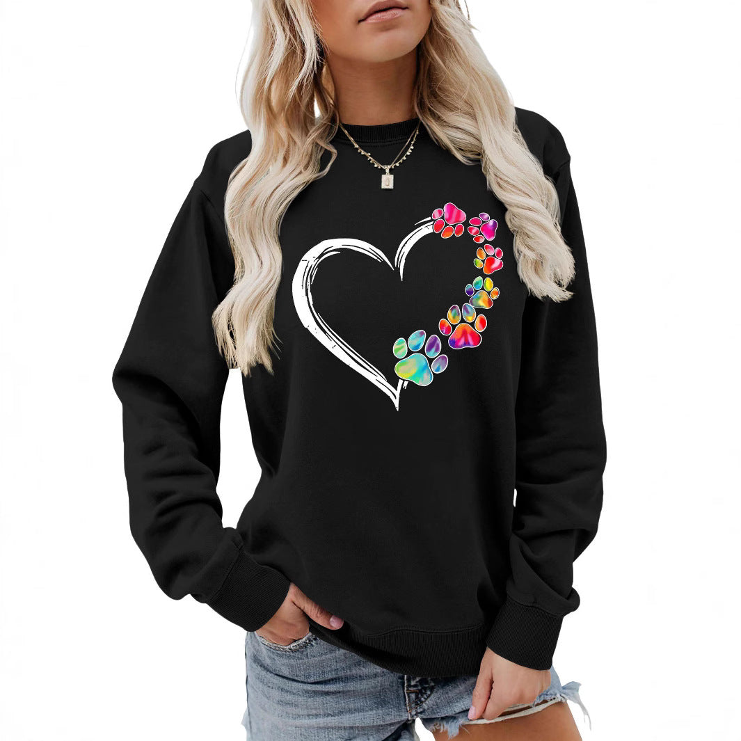 Kvinders sweatshirt med kreativ pote hjerte design Stilla