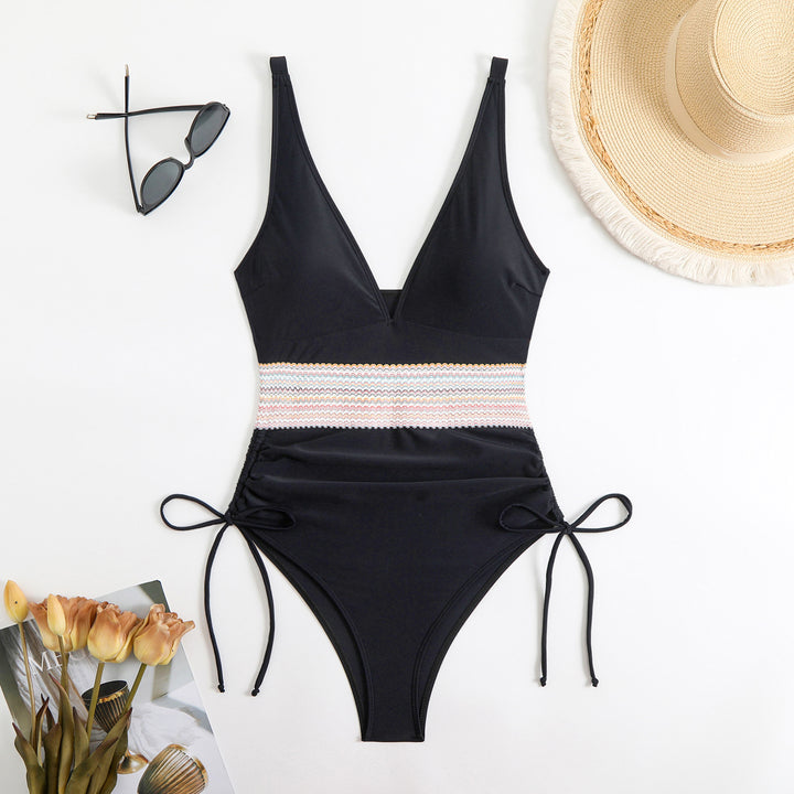 Dame ét stykke badedragt med højt V-udskæring og sidelæggelser Stilla