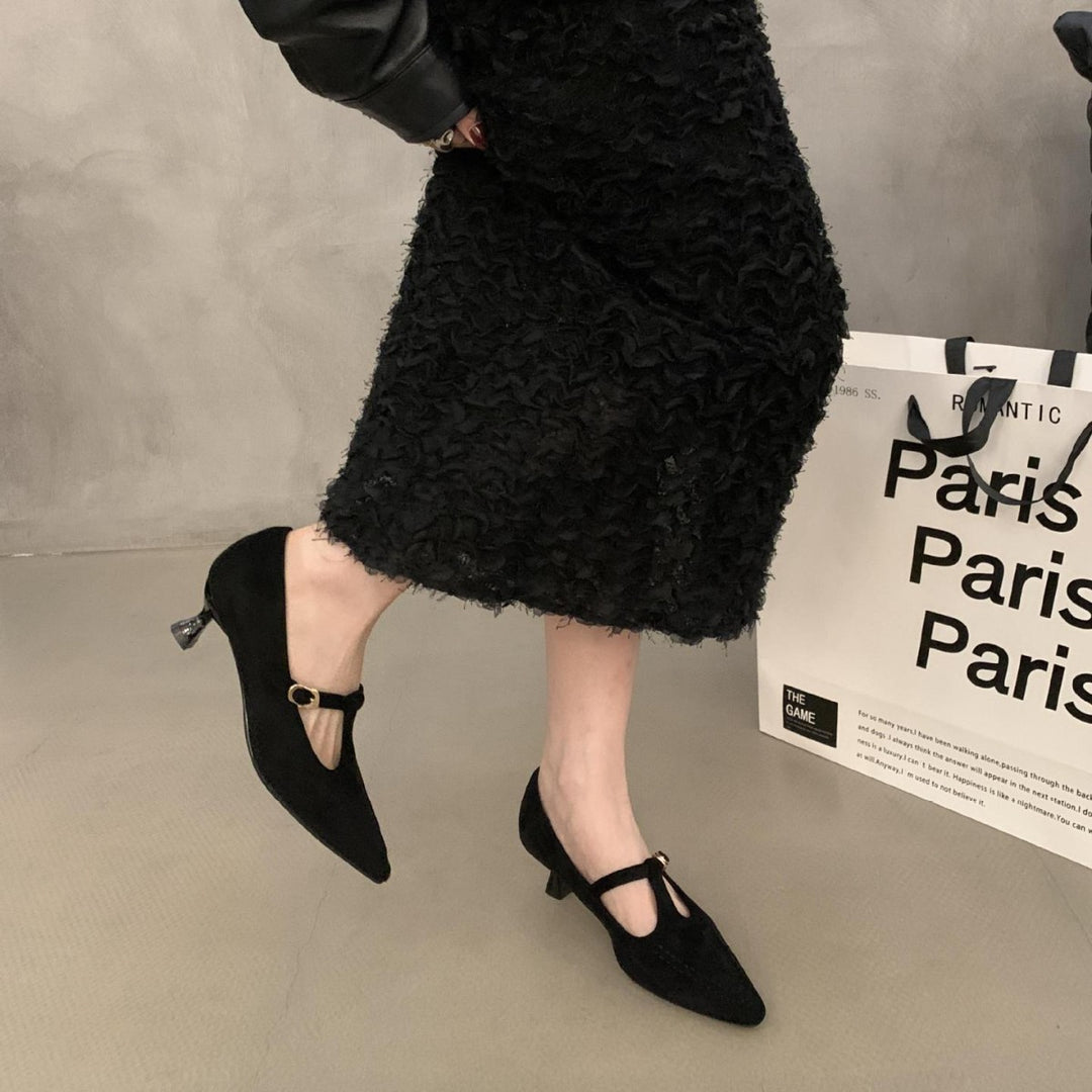 Dame Elegant Spids-Tå Slingback-Pumps med smart T-rem-design Stilla