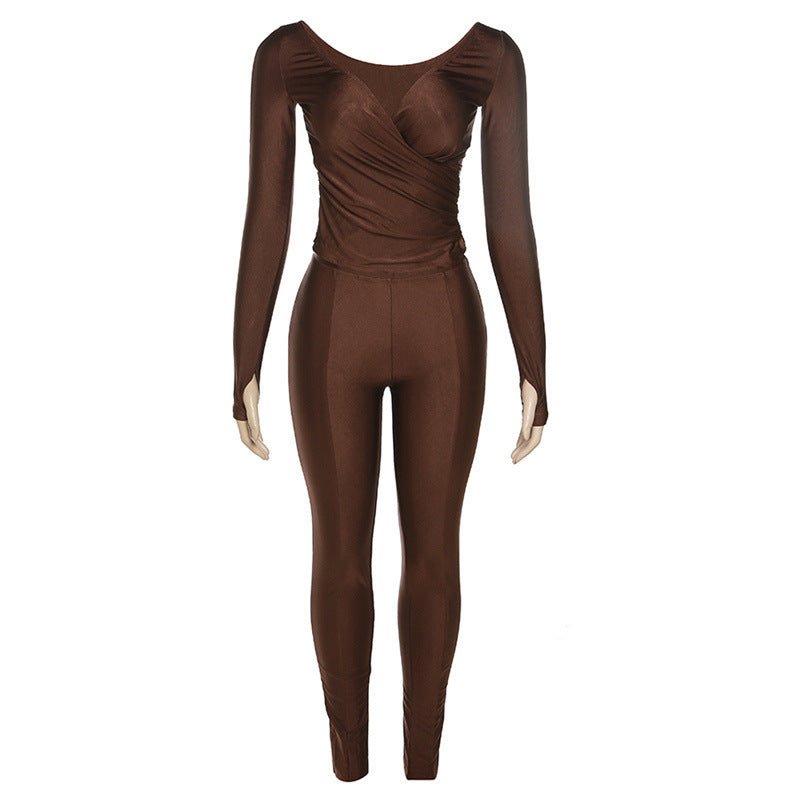 Dame Elegant Bodysuit med indviklet design og lange ærmer Stilla