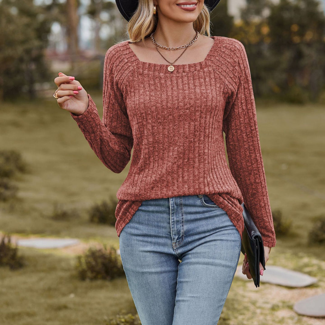 Dame sweater med kvadratisk udskæring og struktureret ribdesign Stilla