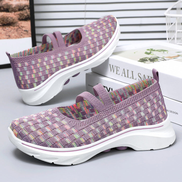 Dame Vabemønster Slip-On Sneakers med elastisk rem og komfortabel sål Stilla