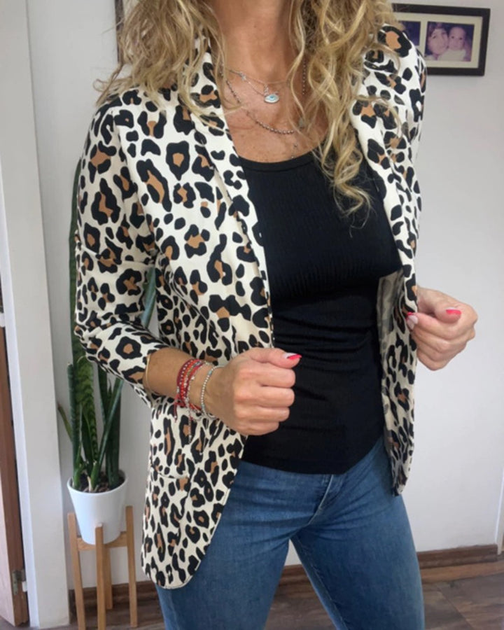 Dame Stilfulde Åben Blazerjakke med Leo-Mønster Stilla