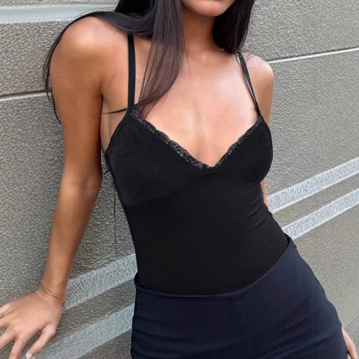 Dame elegant blonde bodysuit med fine stropper Skovae