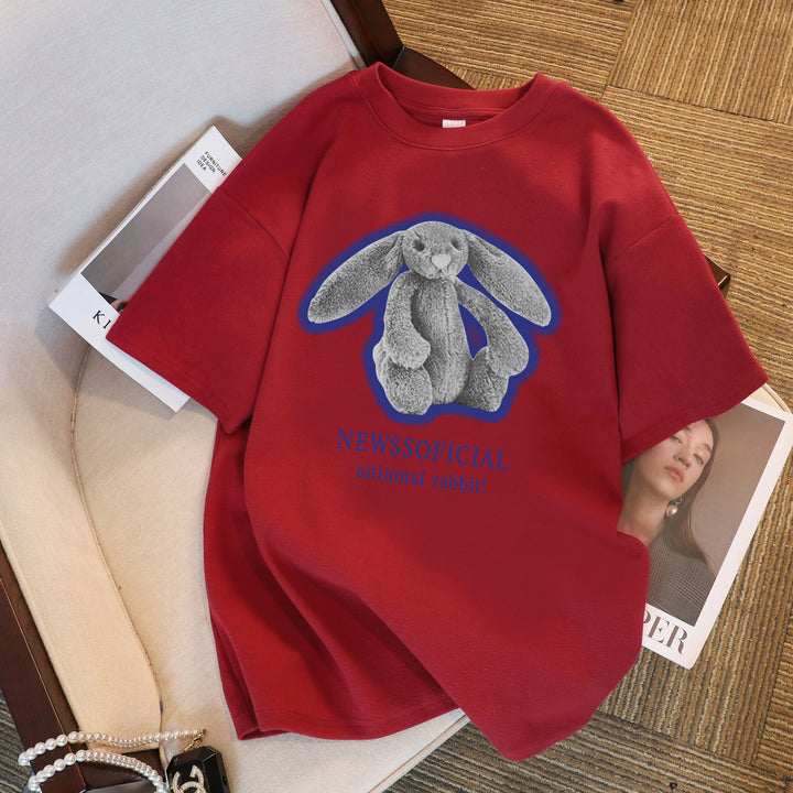 Dame T-shirt med kreativt kanindesign og afslappet snit Stilla