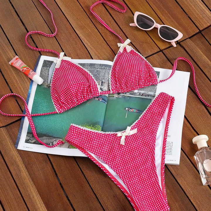 Dame trekantet bikini med hæklede underkjole Skovae