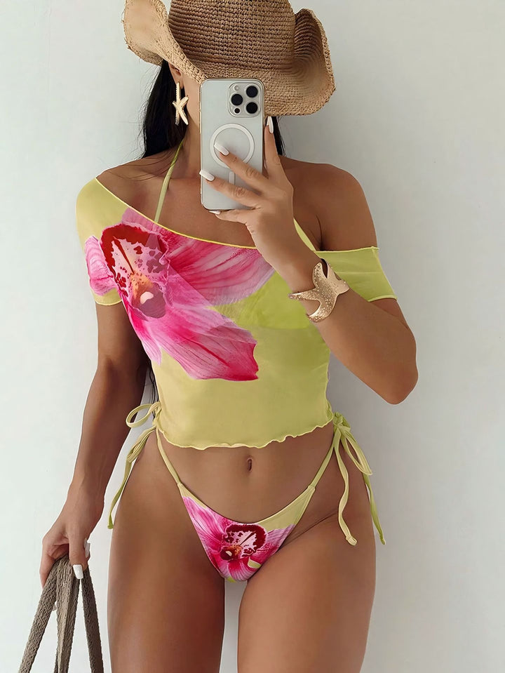 Dame overdel-bikini med blomsterdesign Skovae