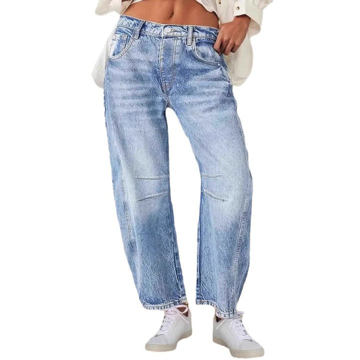 Kvinde brede jeans med høj talje og moderne design detaljer Skovae