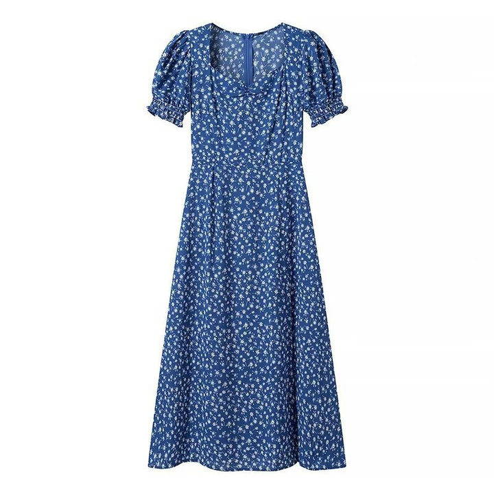Dame blomster maxikjole med korte puffærmer og elegant snit Stilla