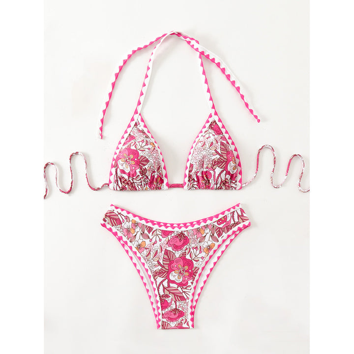 Dame triangle-bikini med floralt design Stilla