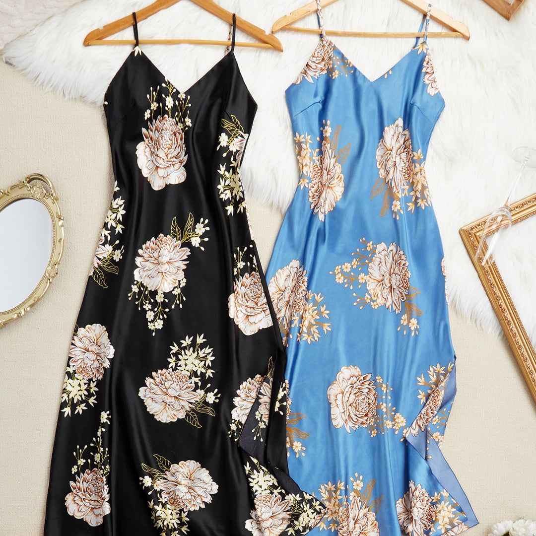 Femme Floral Satin Maxikjole Stilla