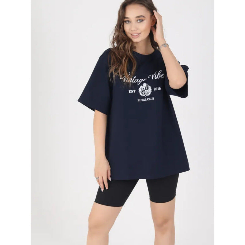 Dame Oversized T-shirt med stilfuld vintage-print og afslappet snit Stilla