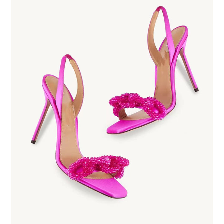 Femme Elegante Høje Slippers Slingback Sandaler med Pyntet Sløjfe Detalje Stilla