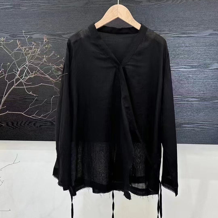 Femme Letvægts Tie-Front Langærmet Bluse Stilla