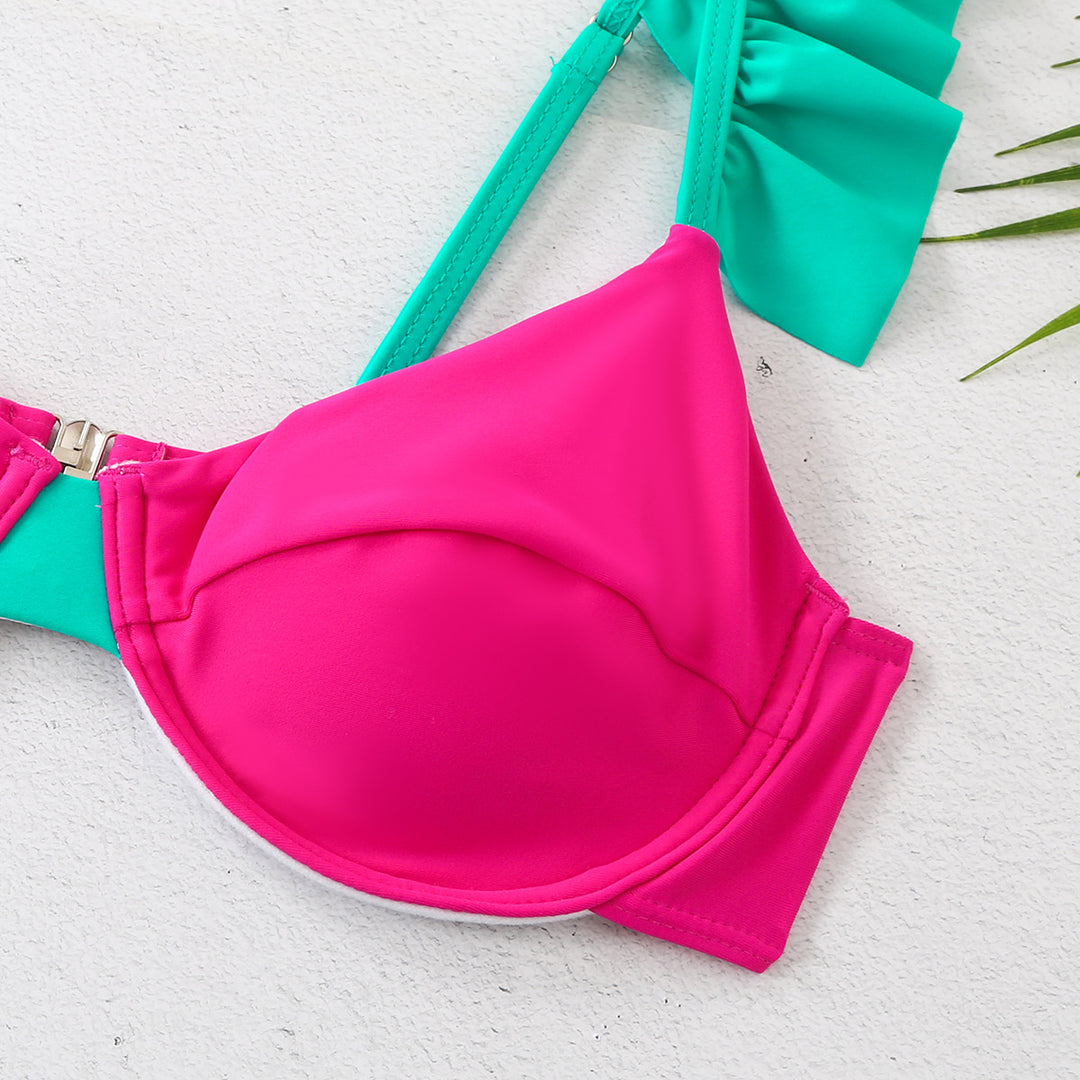 Dame bikini-sæt med volangærmer og kvalitets bustier-top Stilla