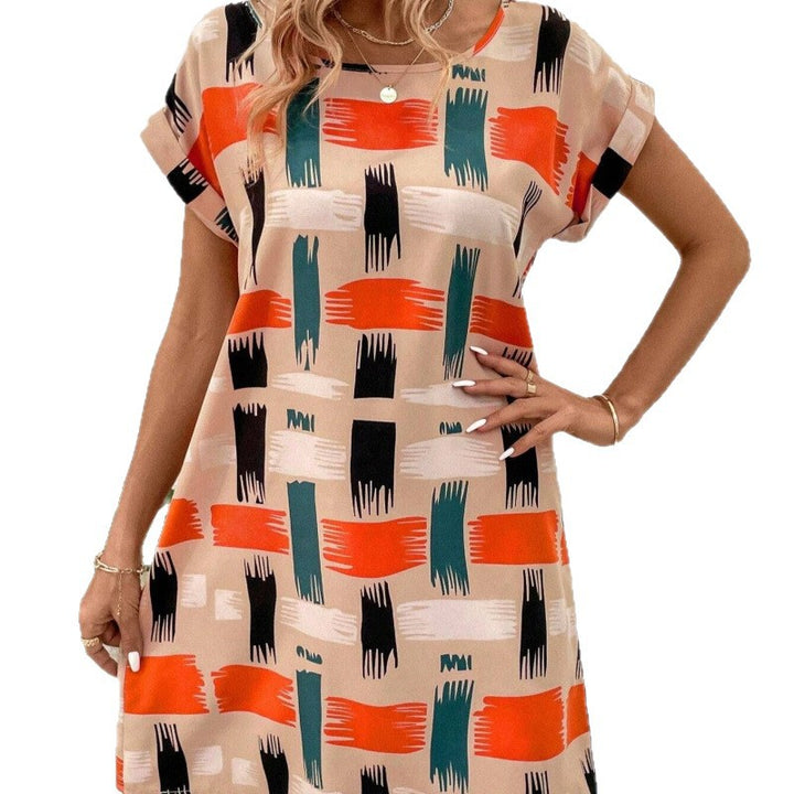 Femme Elegante Shift Kjole med abstrakt penselstræk Design Stilla