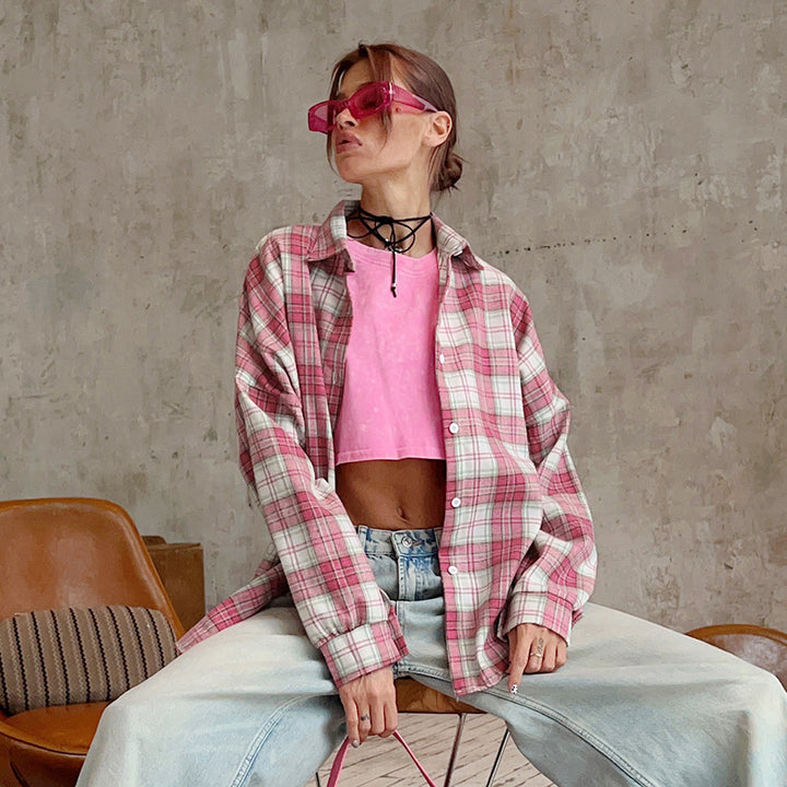 Femme Oversized flannel skjorte Stilla