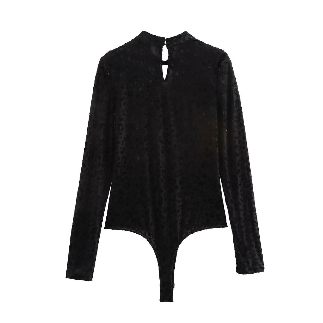 Dame Langærmet Leopard Print Body Stilla