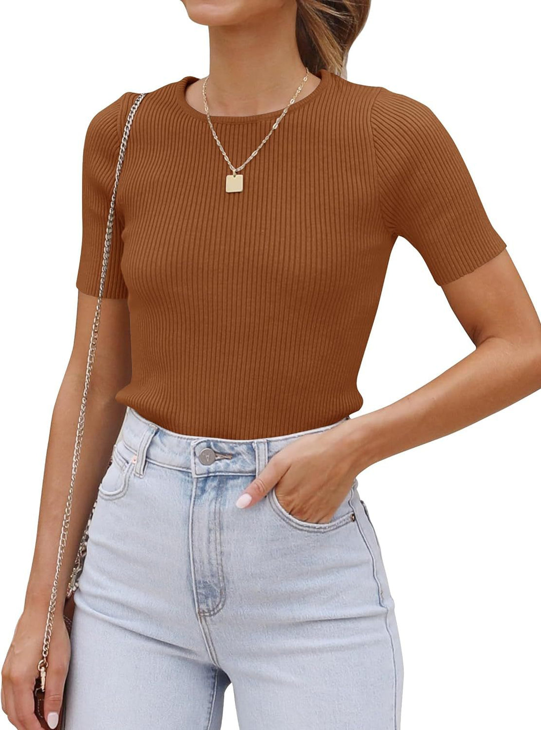 Dame figursyet Premium Rib T-shirt Stilla