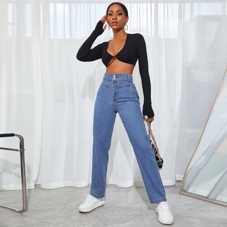 Dame højtaljede jeans i klassisk straight-leg stil Stilla