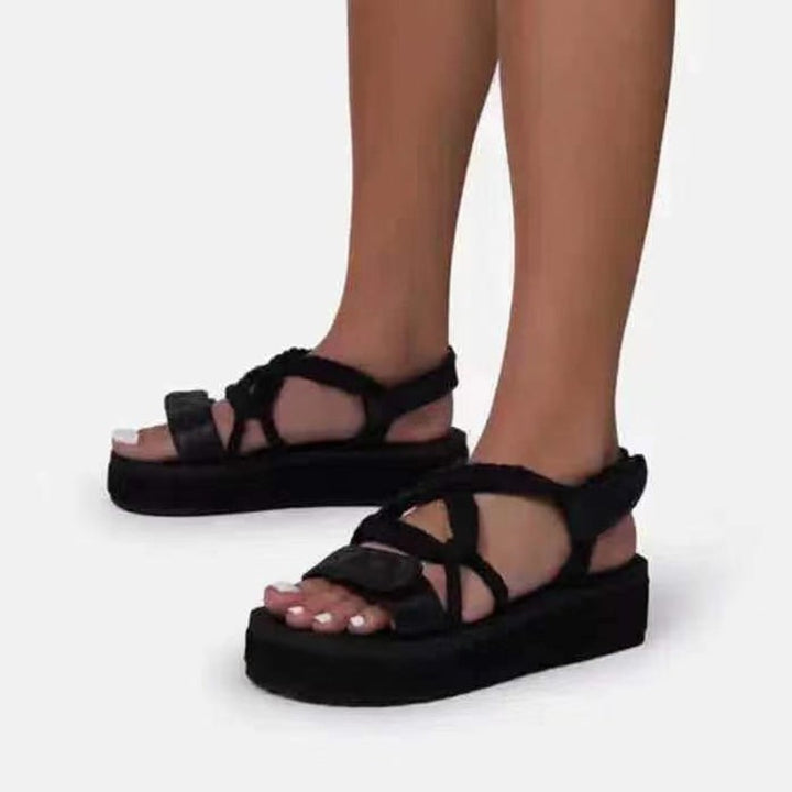 Dame Plateau-sandaler med flettede stropper og skridsikker sål Stilla