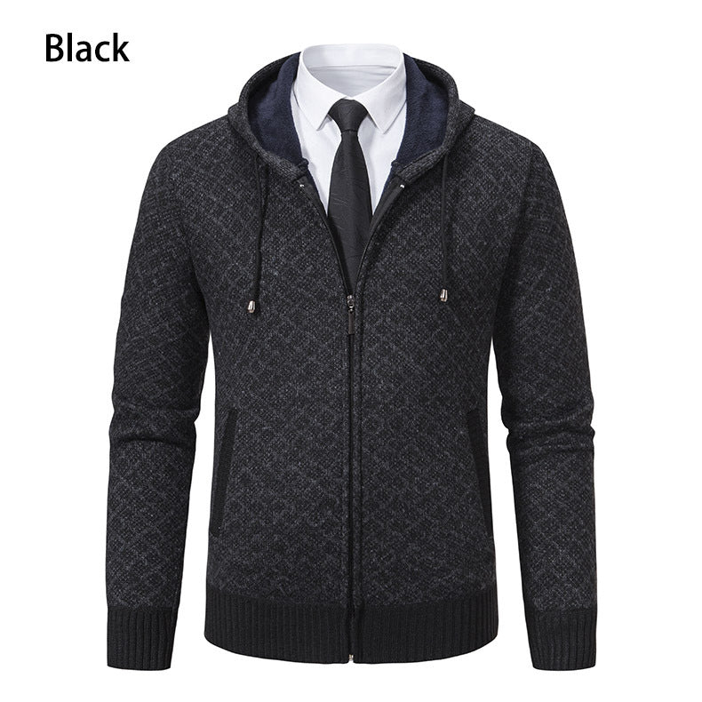 Herrer Textureret Zip-Up Hoodie med mønsterdesign Stilla
