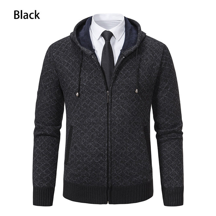 Herrer Textureret Zip-Up Hoodie med mønsterdesign Stilla