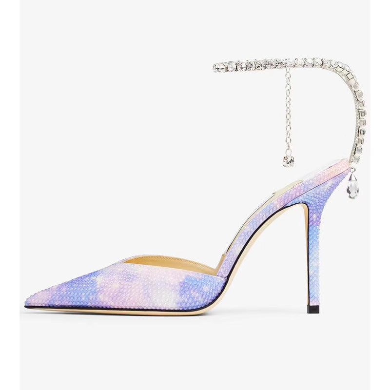 Femme Dazzling Strappy Højhælede Mules med Krystalaccenter Stilla