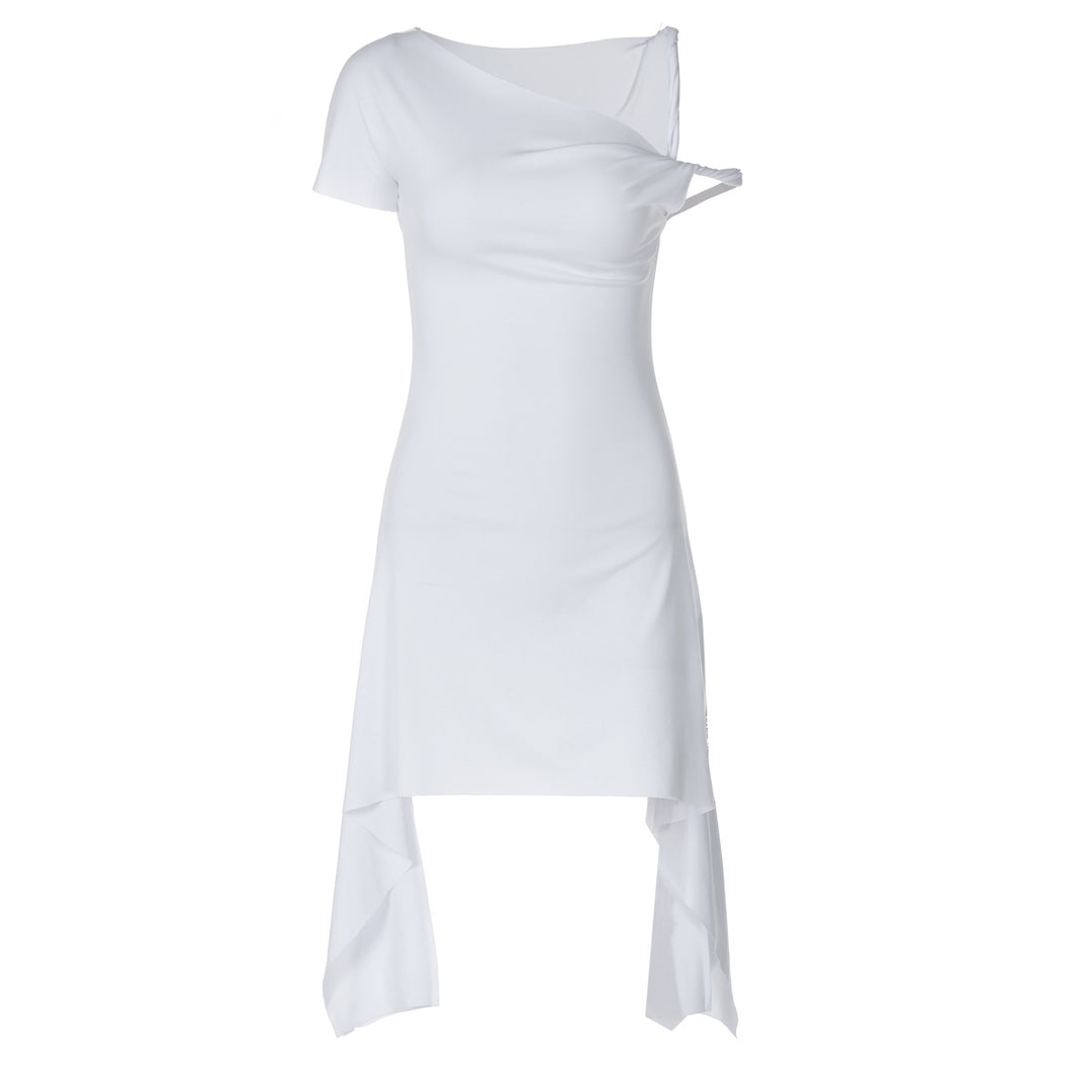 Damer Chic Asymmetrisk Minikjole med transparente detaljer og figursympatisk snit Stilla