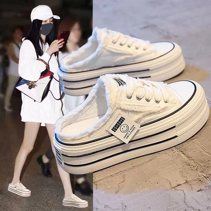 Dame plüsch-plateau-sneakers med skridsikker sål og afslappet design Stilla