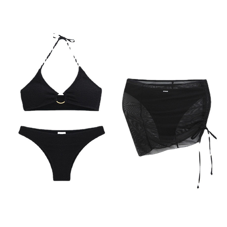 Dame bikini sæt med draperinger og ringdetalje Stilla