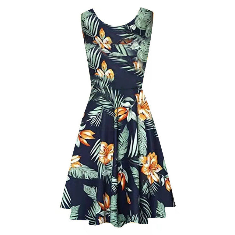 Dame blomsterprint A-linje kjole Stilla