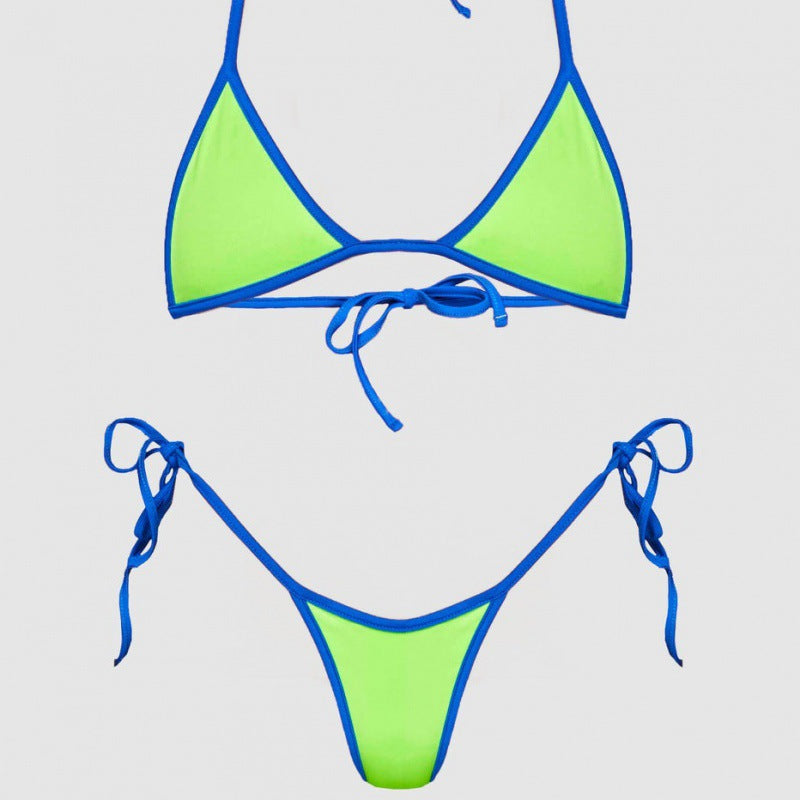 Dame triangelbikini med sporty snøre detaljer og åbne sider Skovae