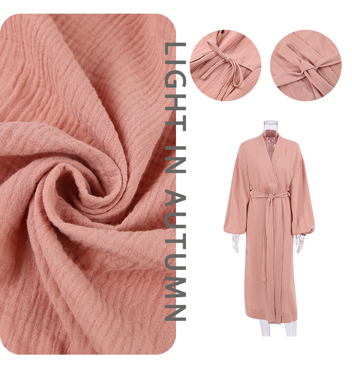 Dame Kimono-Robe med elegante lange ærmer og taljerbar bælte Stilla