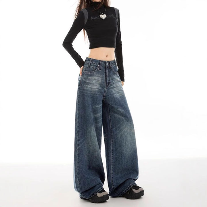 Dame ekstra jeans i trendy brugt look Stilla