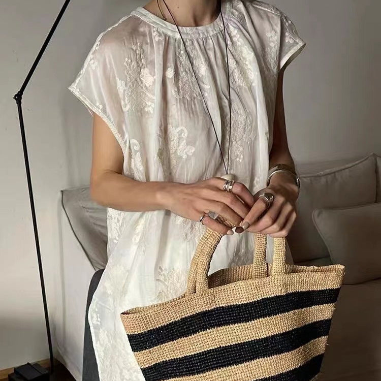 Femme Elegante Bestikset Uden Ærmer Bluse Stilla