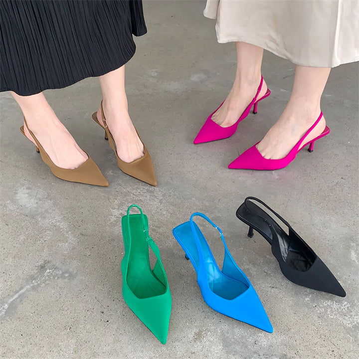 Dame Slingback-pumps med spids tåparti og elegant hæl Stilla