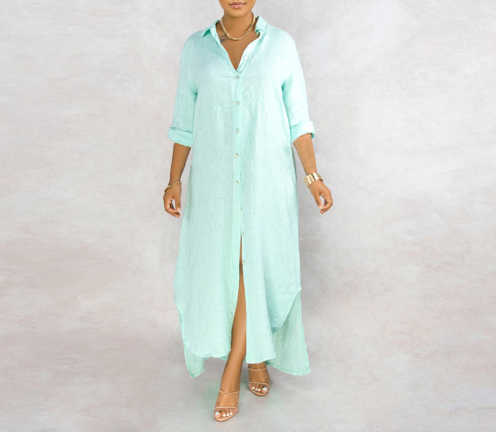 Dame Langærmet Button-Down Maxi Kjole Stilla