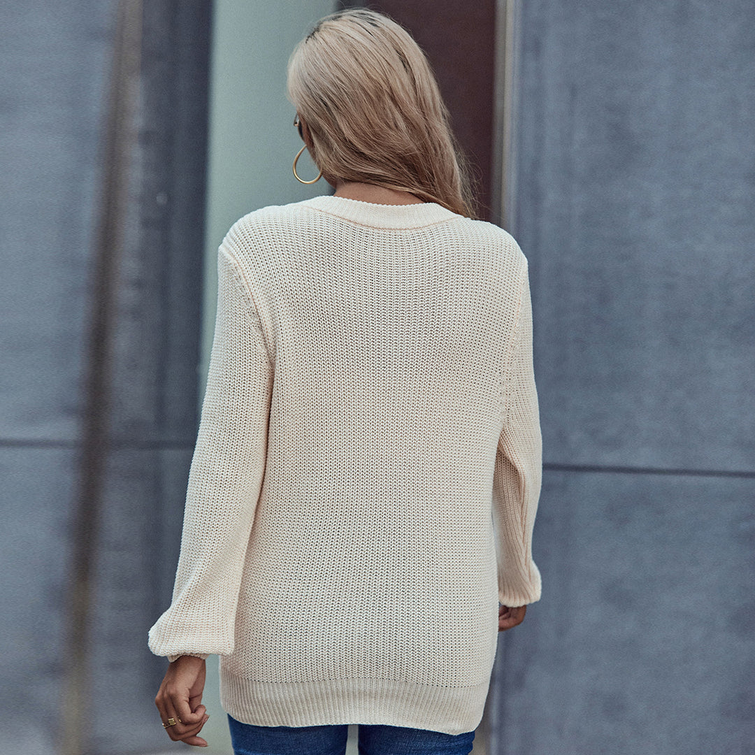 Kvinders strikket sweater med tætsiddende bælte Stilla