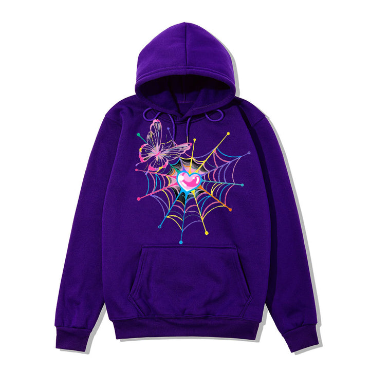 Kvinders hoodie sweatshirts med kreativ sommerfugl og spindelvævsdesign Skovae